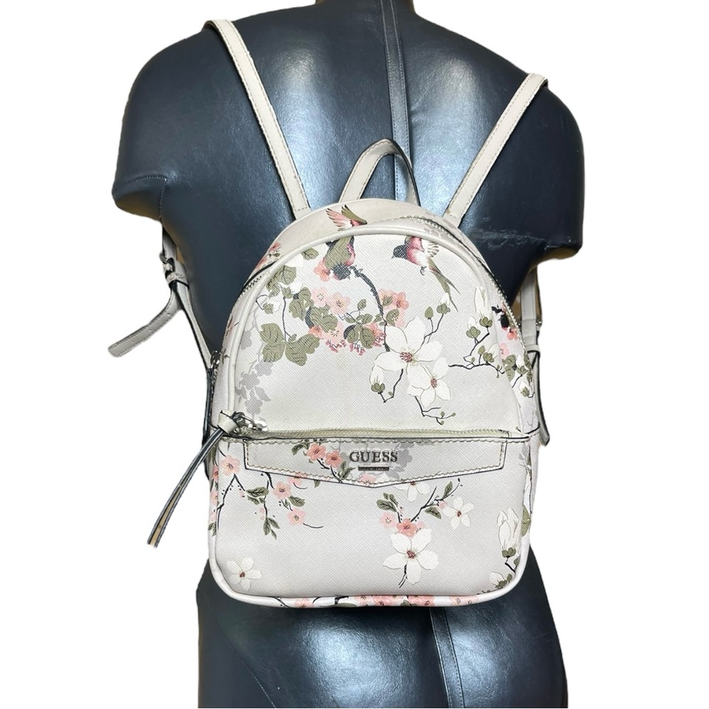 Guess Floral Mini Backpack in Cream and Pink